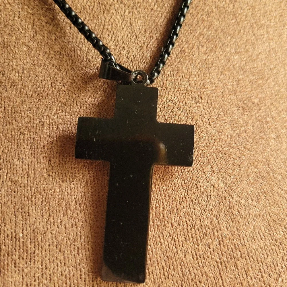 Black Philippians 4:13 Cross Pendant Necklace One Size Soccer